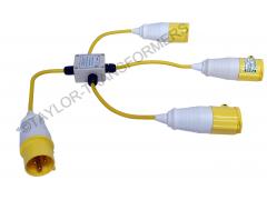 110v 16A to 3 x 16A IP44 FLEXI SPLITTER LEAD